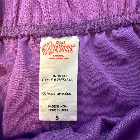 Marvel Avengers Kids Green Top and Purple Shorts Superhero Costume - Picture 5 of 5